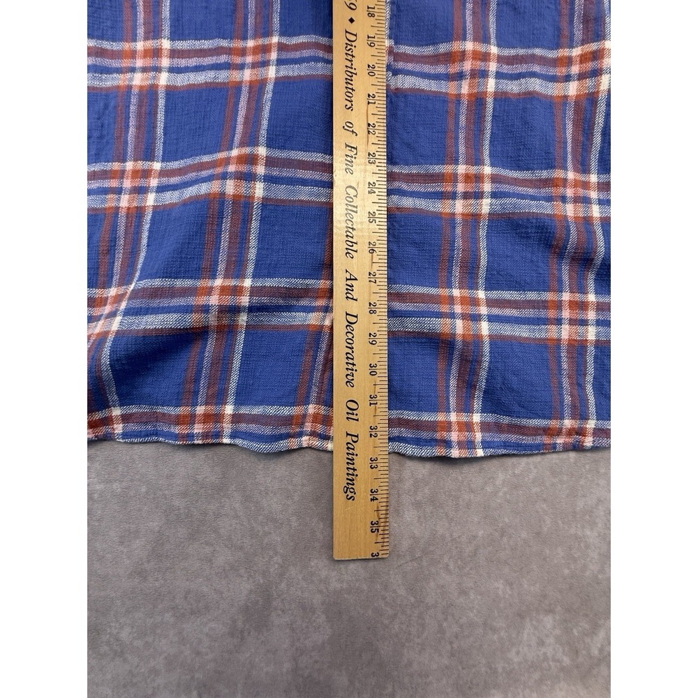 Proper Cloth Mens Flannel Shirt 2XL Relaxed Cotton Plaid Blue Red Workwear - Picture 9 of 10